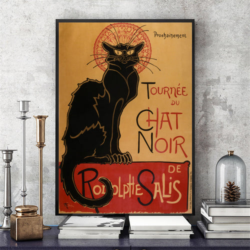 Chat Noir Cat Vintage Canvas Art Print Painting Poster Wall Picture For Living Room Home Decorative Bedroom Decor No Frame