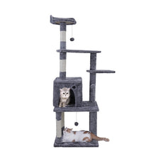 Charger l&#39;image dans la galerie, Cat Tree High Stability Cat Climbing Climber With Ladder Cat Furniture Pet Scratching Post With Hammock Cat Toy Ball jouet chat