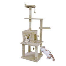 Charger l&#39;image dans la galerie, Cat Tree High Stability Cat Climbing Climber With Ladder Cat Furniture Pet Scratching Post With Hammock Cat Toy Ball jouet chat