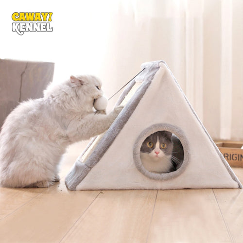 CAWAYI KENNEL Cats House Scraper Board Cat Frame Climbing Grinding Claw Toys for Cats casa gato con rascador gato grattoir chat