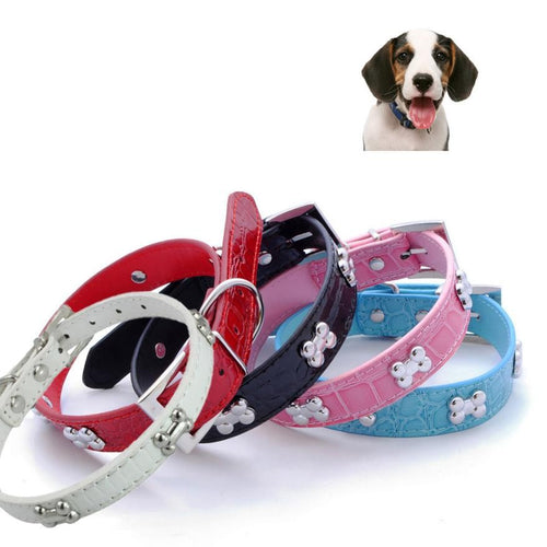 Exquisite Adjustable Buckle Metal Bone Dog Puppy Pet Collars Collier Pour Chien #TW