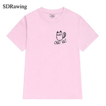 Charger l&#39;image dans la galerie, Funny chat va cat print womens cotton t shirt for cat lover cute kitty Graphic Tees Hipster Tumblr summer tops drop ship