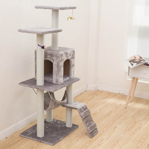 Cat Tree High Stability Cat Climbing Climber With Ladder Cat Furniture Pet Scratching Post With Hammock Cat Toy Ball  chat